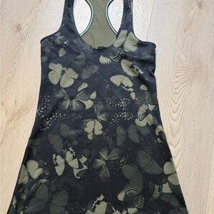 Lululemon Athletica Black and Green Butterfly Tank Top